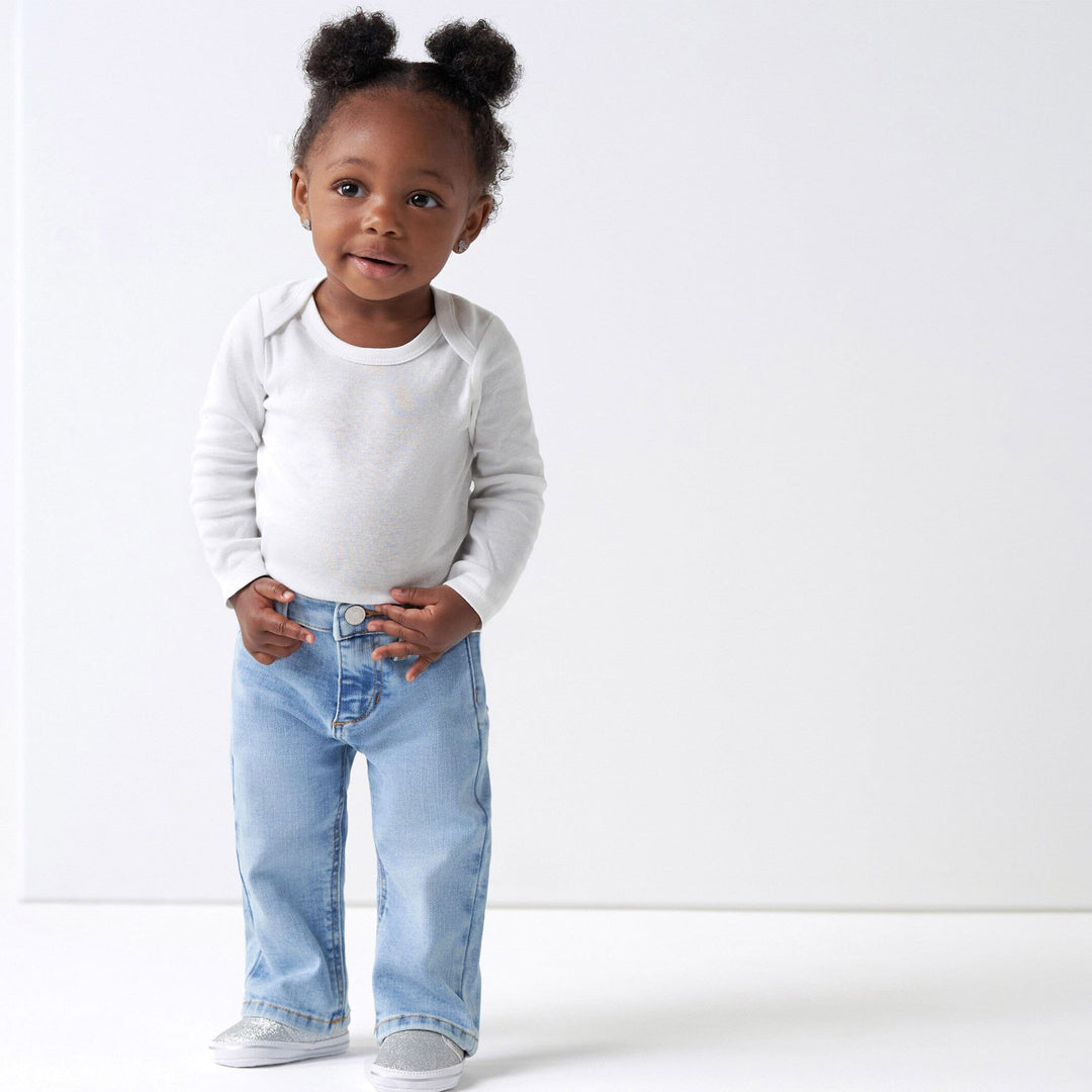 Baby Neutral Light Blue Straight Fit Jeans With Elastic Back