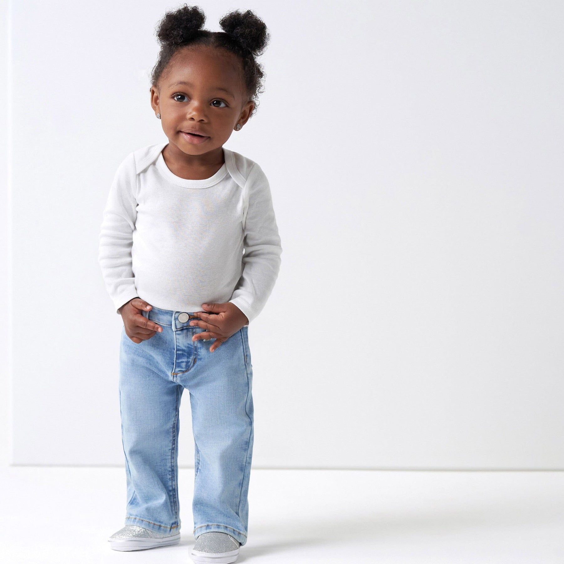 Baby Neutral Light Blue Straight Fit Jeans With Elastic Back – Gerber ...