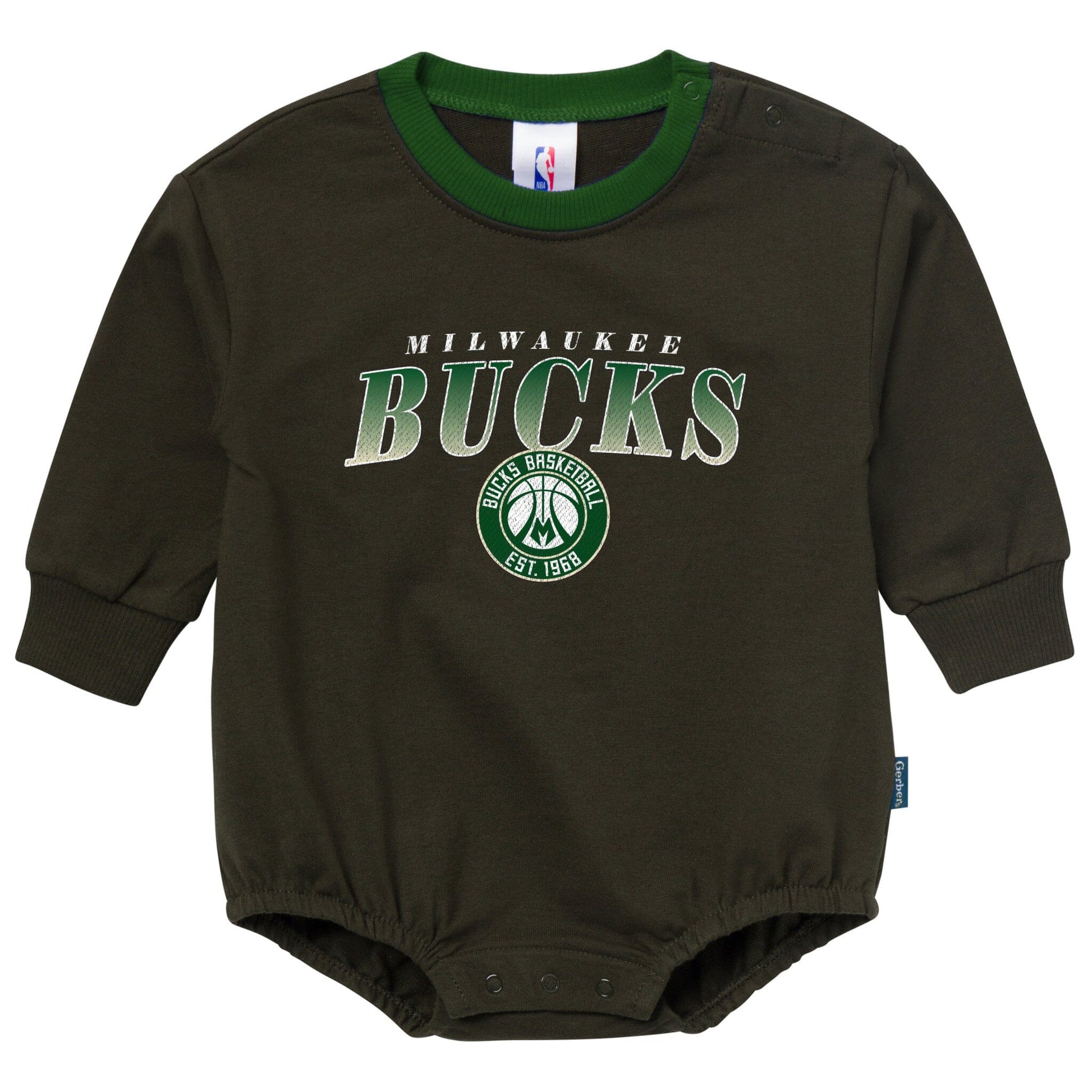 Baby Neutral Milwaukee Bucks Sweatshirt Bubble Romper Rompers Gerber® 