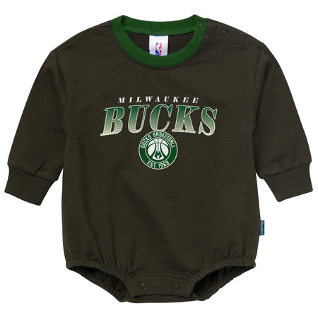 Baby Neutral Milwaukee Bucks Sweatshirt Bubble Romper
