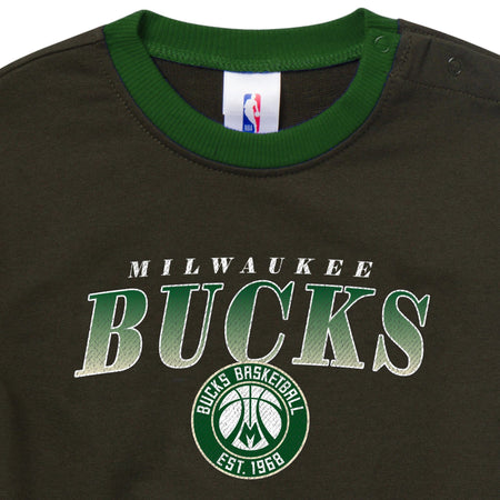 Baby Neutral Milwaukee Bucks Sweatshirt Bubble Romper