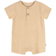 Baby Neutral Oatmeal Heather Short Sleeve Romper rompers Gerber® 
