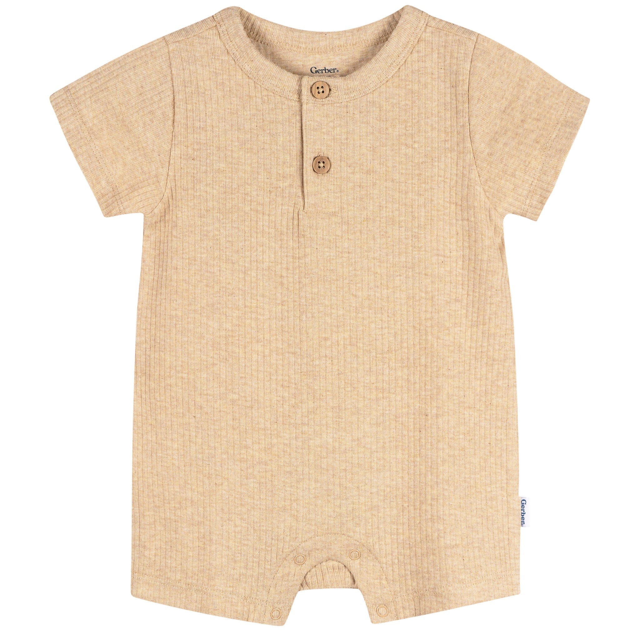 Baby Neutral Oatmeal Heather Short Sleeve Romper rompers Gerber® 