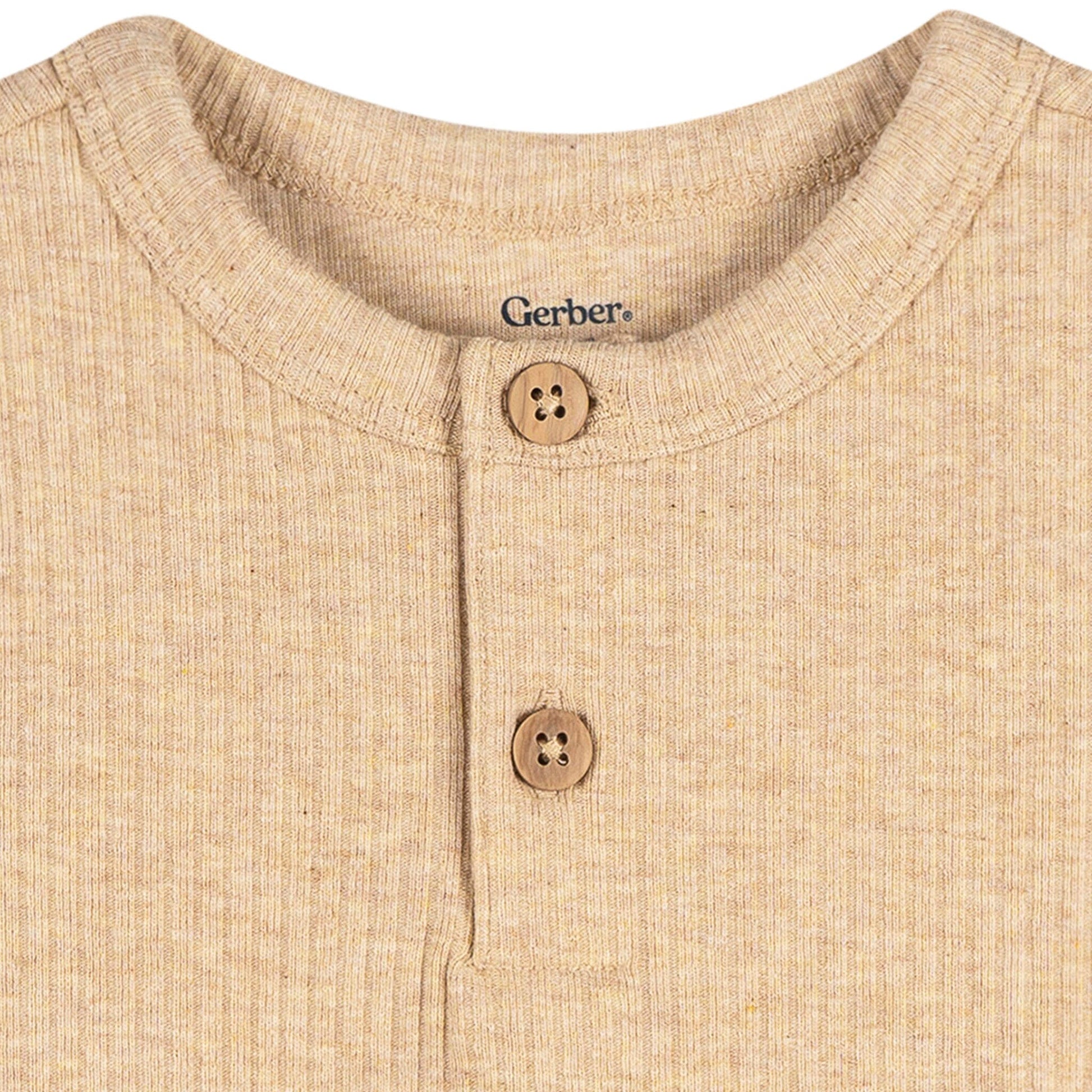 Baby Neutral Oatmeal Heather Short Sleeve Romper rompers Gerber® 
