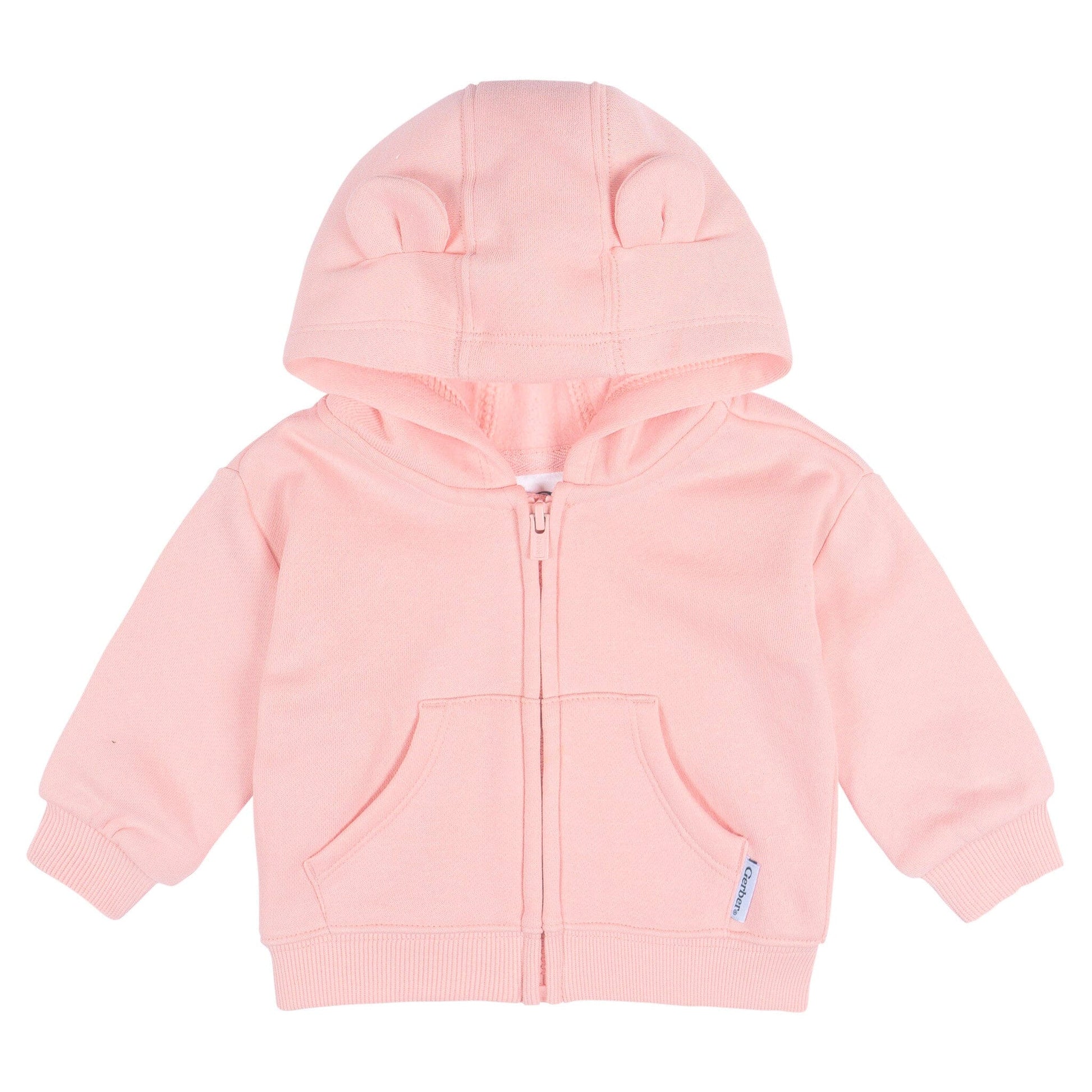 Baby Neutral Pink Zip Front Sweatshirt Outerwear Gerber® 