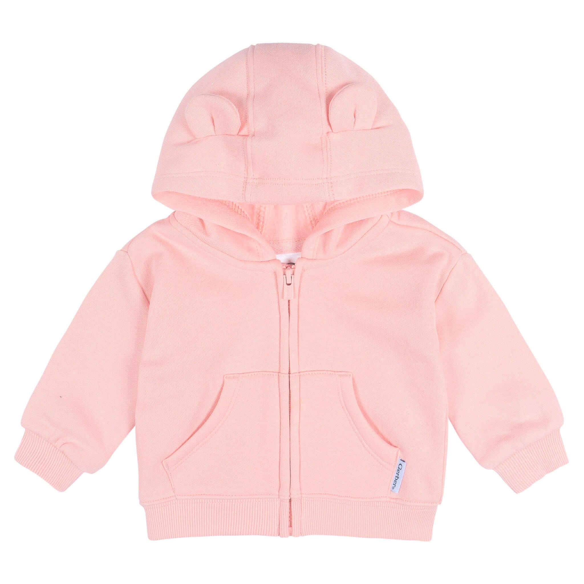 Baby Neutral Pink Zip Front Sweatshirt Outerwear Gerber® 