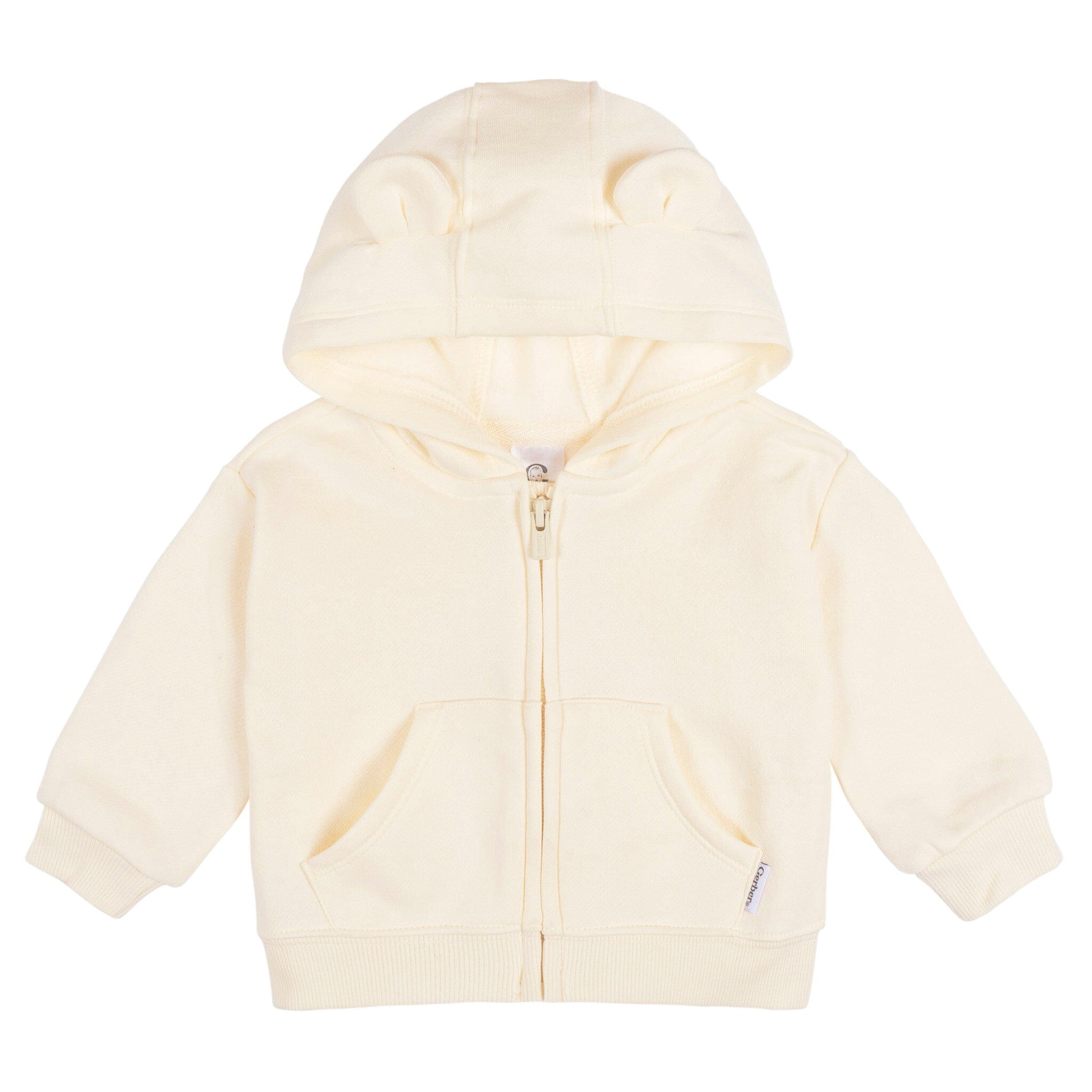 Baby Neutral Soft Beige Zip Front Sweatshirt Outerwear Gerber® 