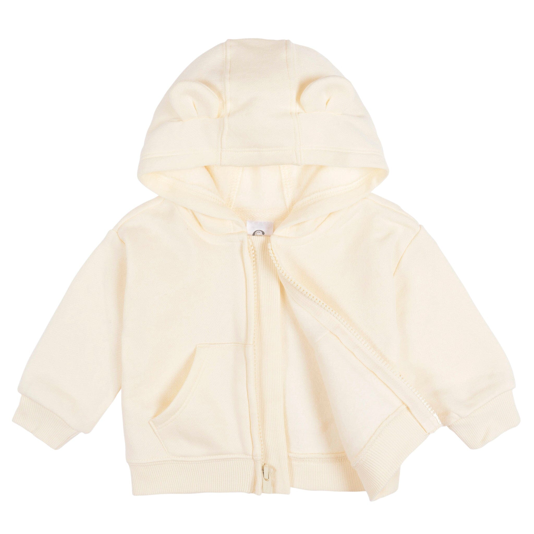 Baby Neutral Soft Beige Zip Front Sweatshirt Outerwear Gerber® 