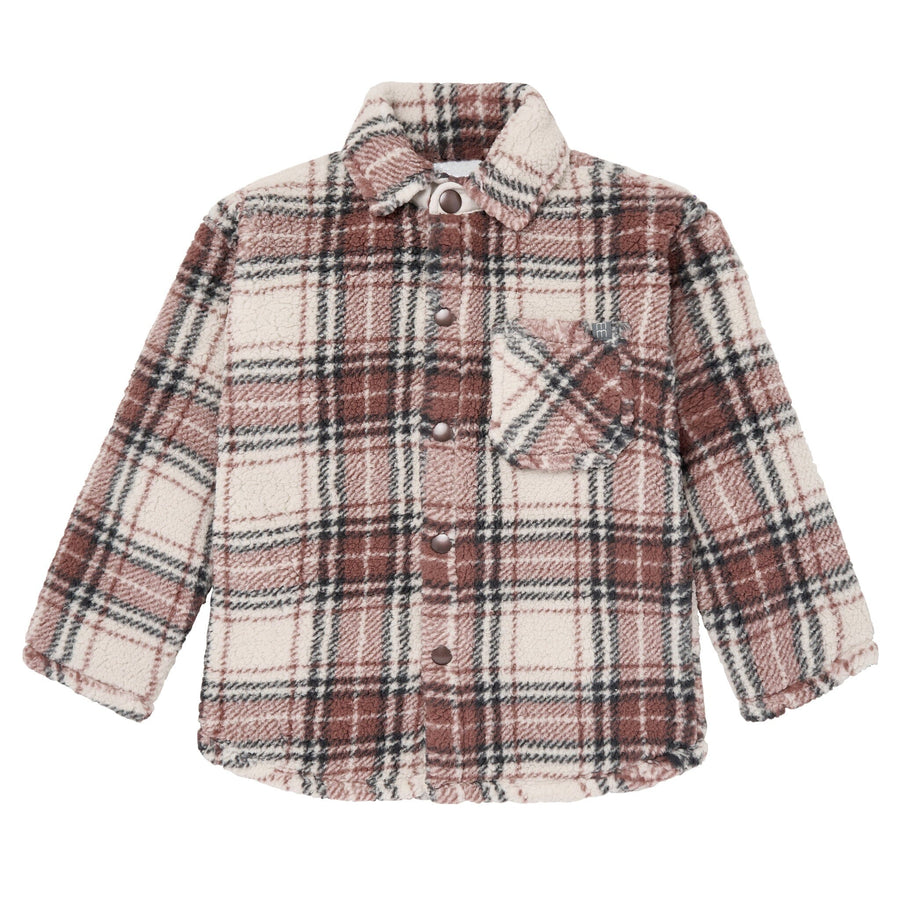 Baby Boys Gray and Brown Plaid Sherpa Jacket Outerwear Gerber® 