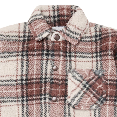 Infant & Toddler Boys Gray and Brown Plaid Sherpa Jacket