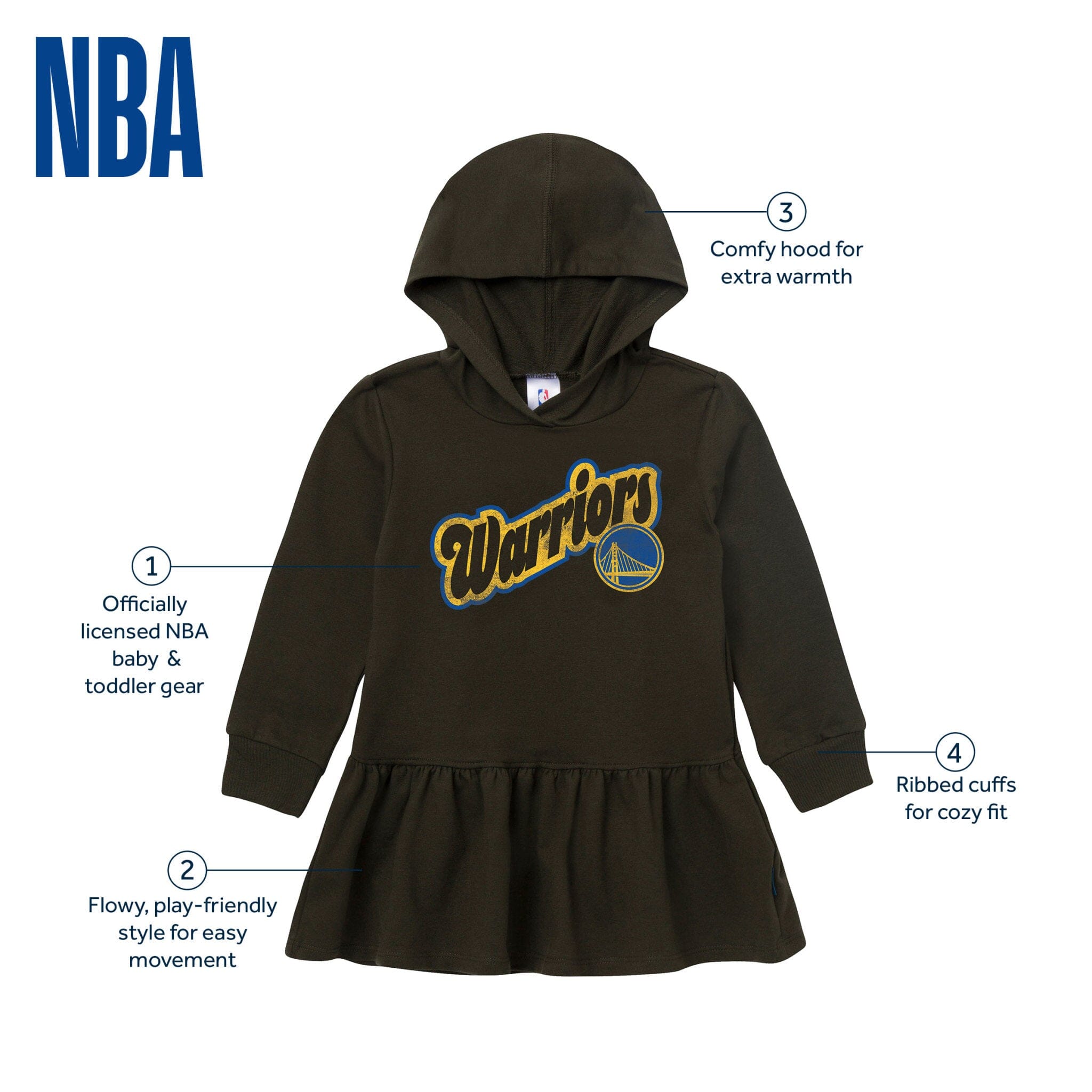 Infant & Toddler Girls Golden State Warriors Hooded Dress Dresses Gerber® 