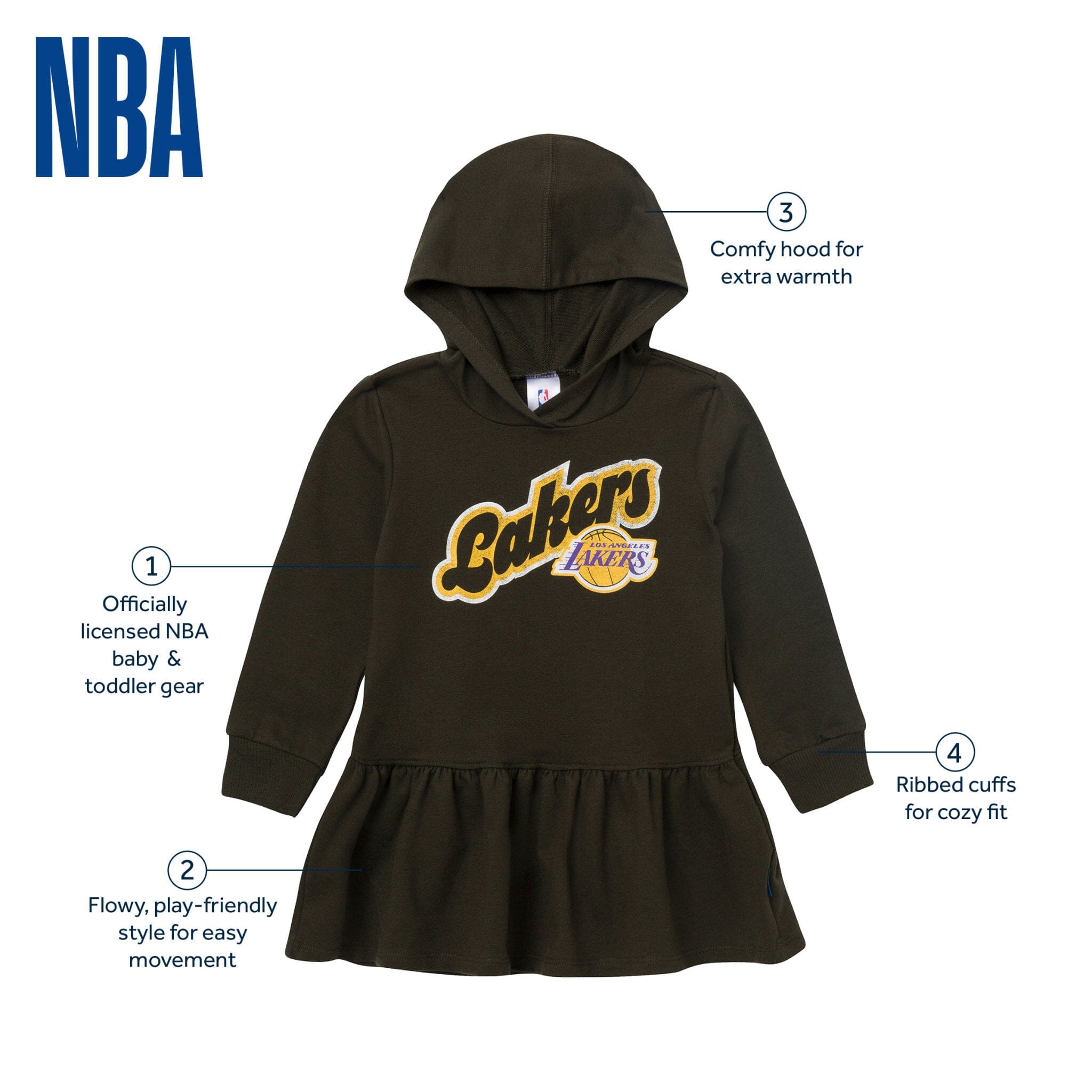 Infant & Toddler Girls Los Angeles Lakers Hooded Dress Dresses Gerber® 
