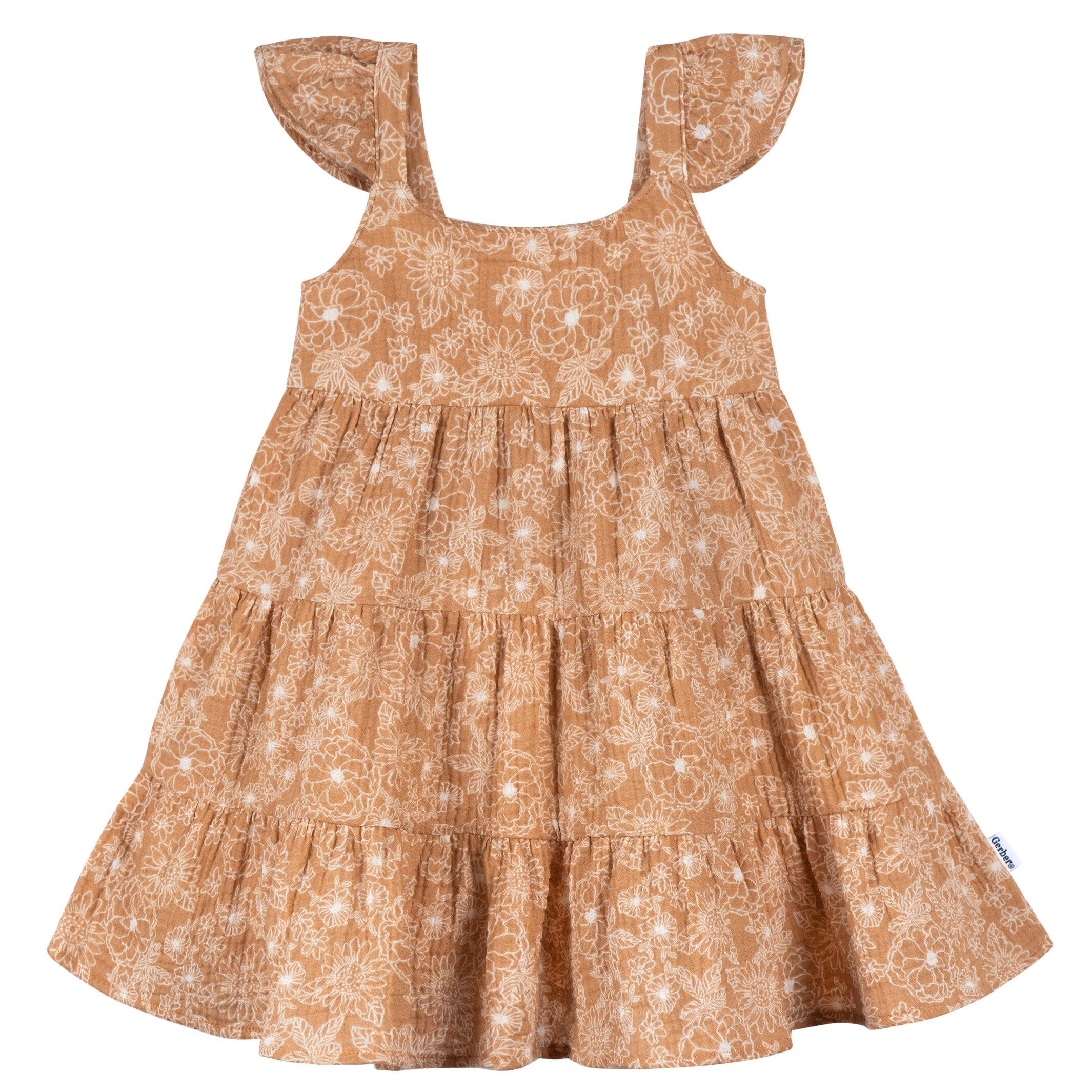 Toddler Girls Groovy Floral Tiered Cotton Gauze Dress Gerber Childrenswear Toddler Girls Groovy Floral Tiered Cotton Gauze Dress Gerber Childrenswear