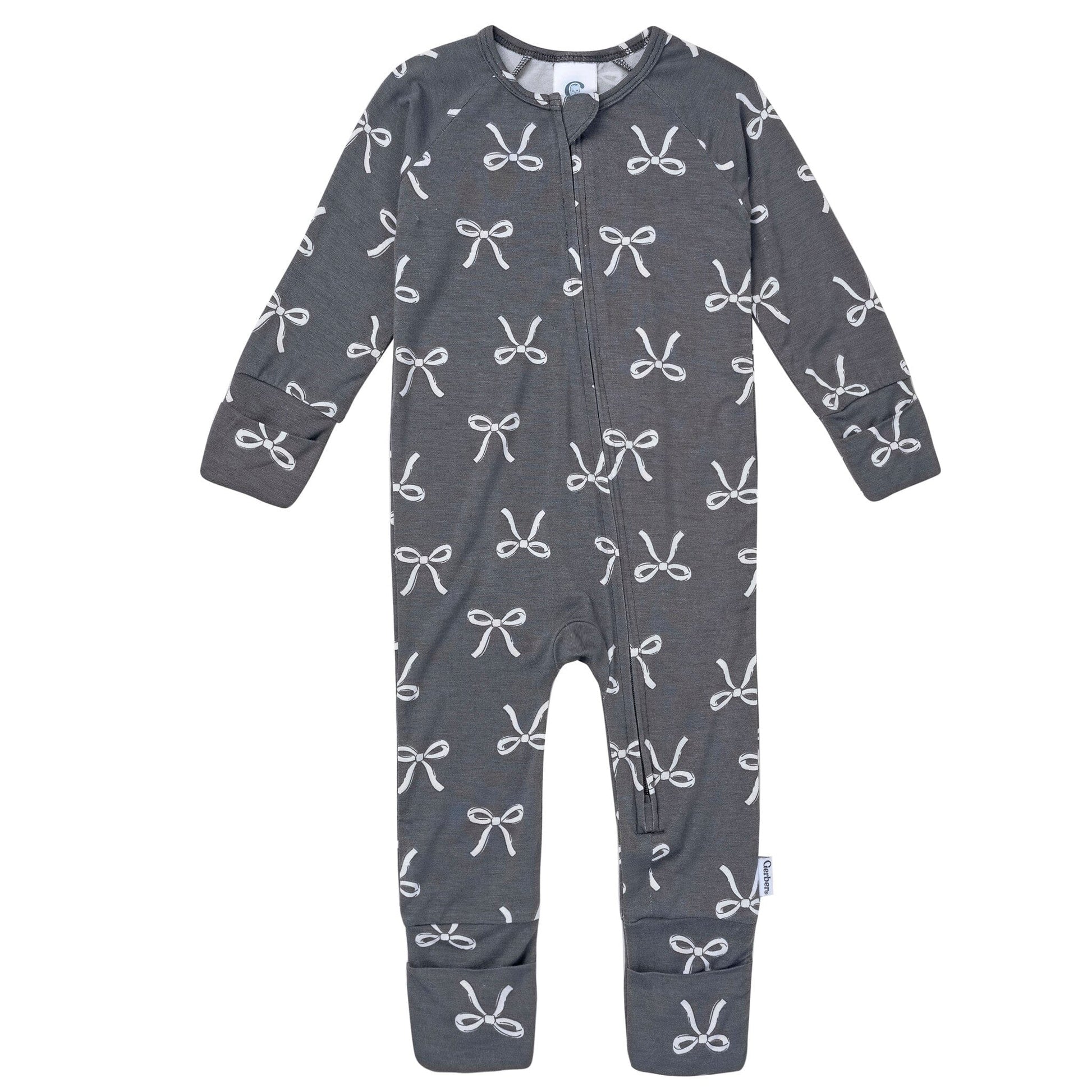 Baby & Toddler Girls Gray Bow Snug Fit Footless Pajamas Sleepwear Gerber® 