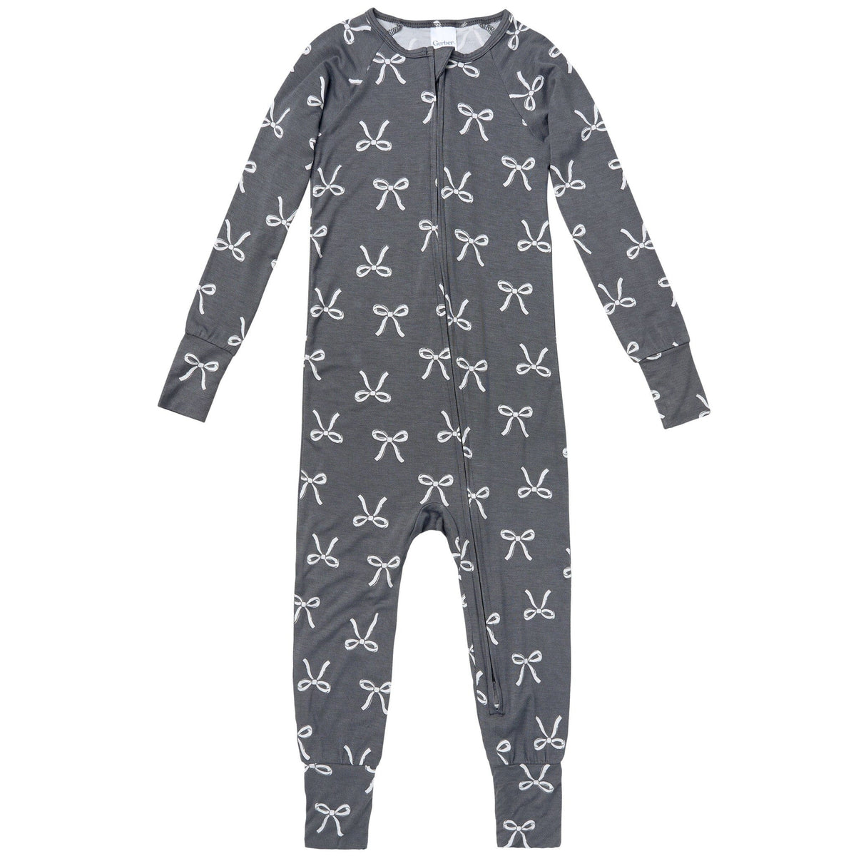Baby & Toddler Girls Gray Bow Snug Fit Footless Pajamas Sleepwear Gerber® 