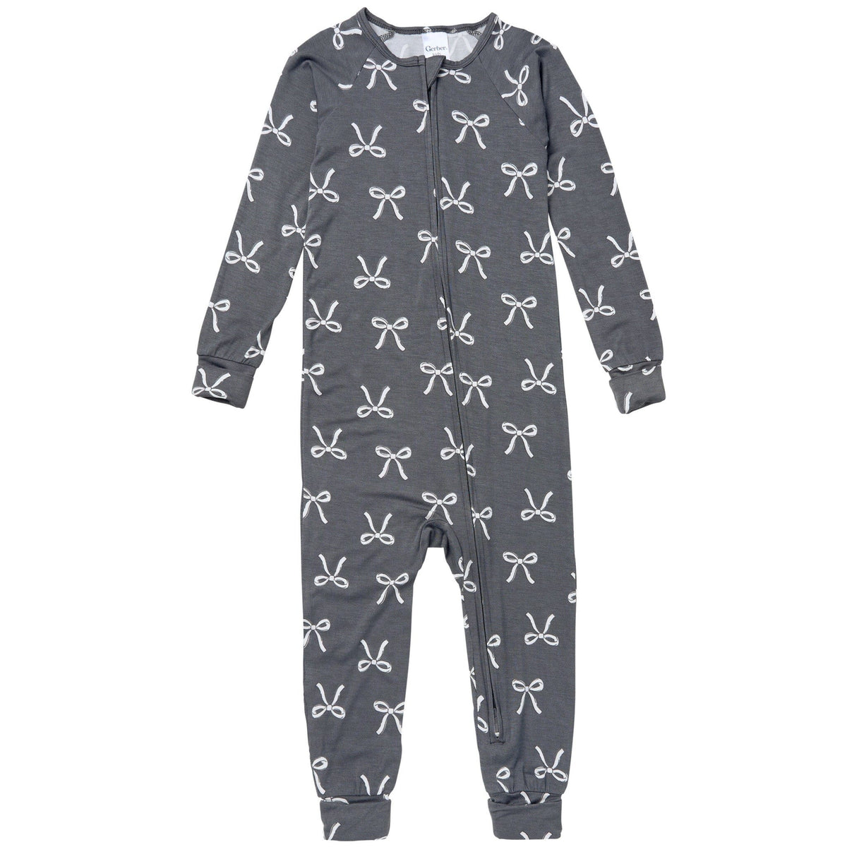 Baby & Toddler Girls Gray Bow Snug Fit Footless Pajamas Sleepwear Gerber® 