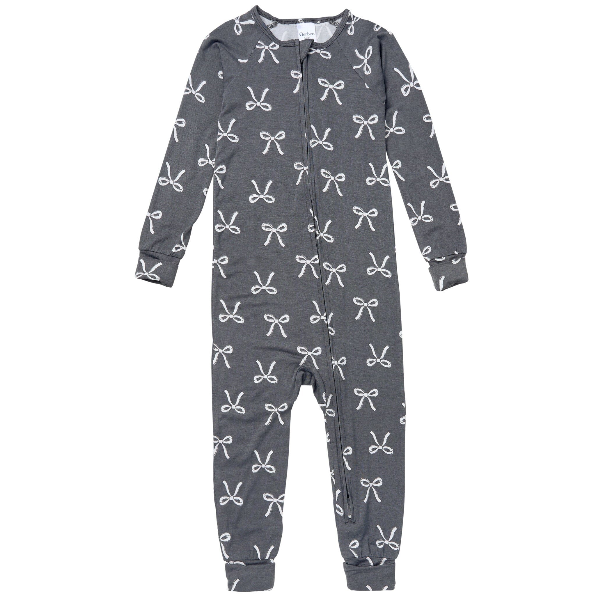 Baby & Toddler Girls Gray Bow Snug Fit Footless Pajamas Sleepwear Gerber® 