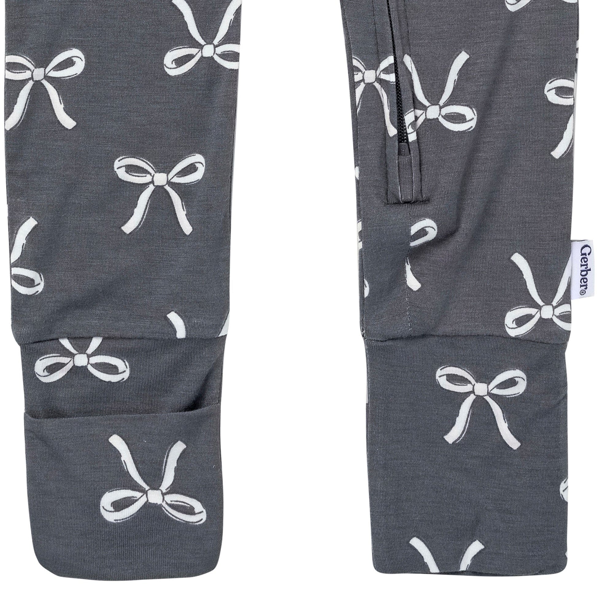 Baby & Toddler Girls Gray Bow Snug Fit Footless Pajamas Sleepwear Gerber® 