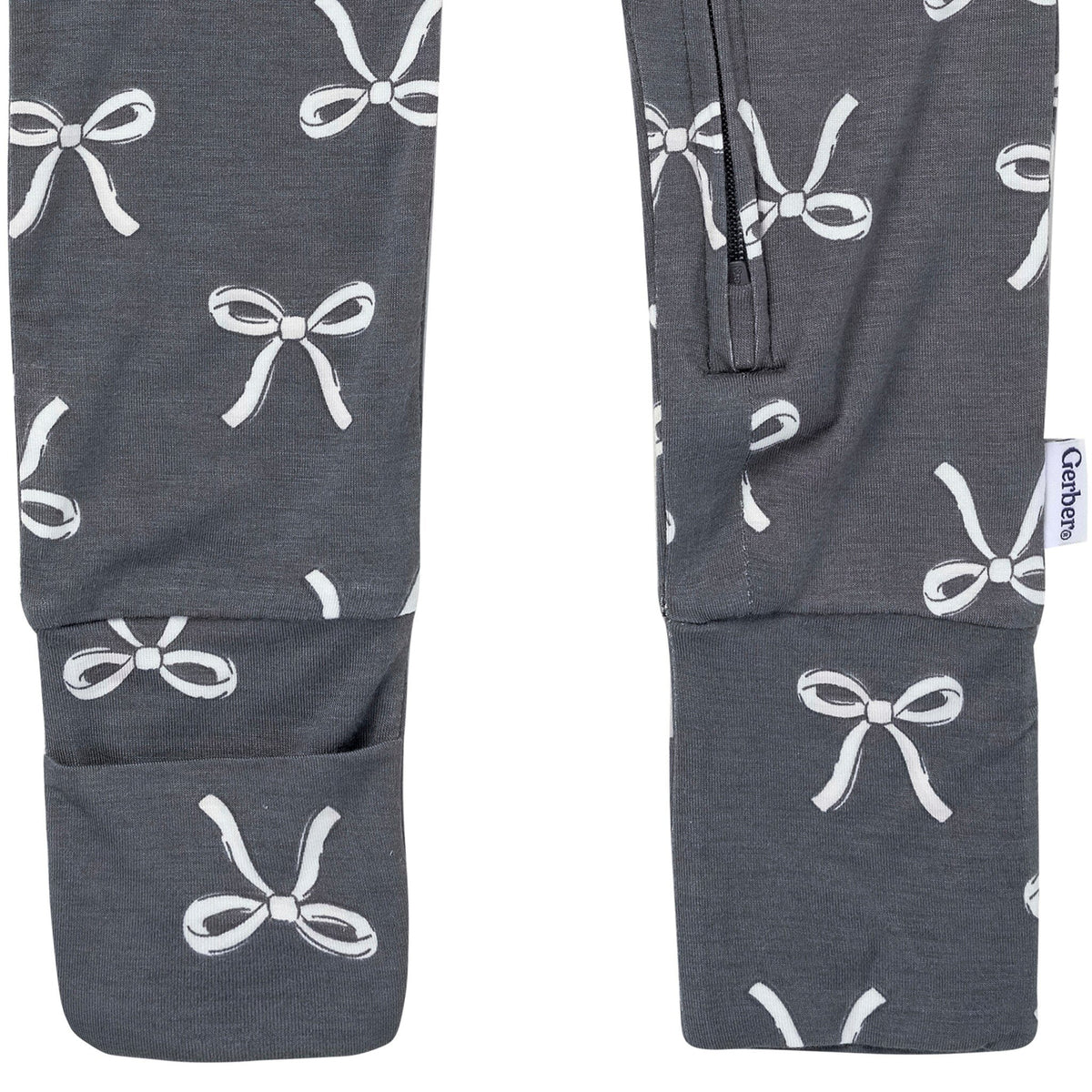 Baby & Toddler Girls Gray Bow Snug Fit Footless Pajamas Sleepwear Gerber® 