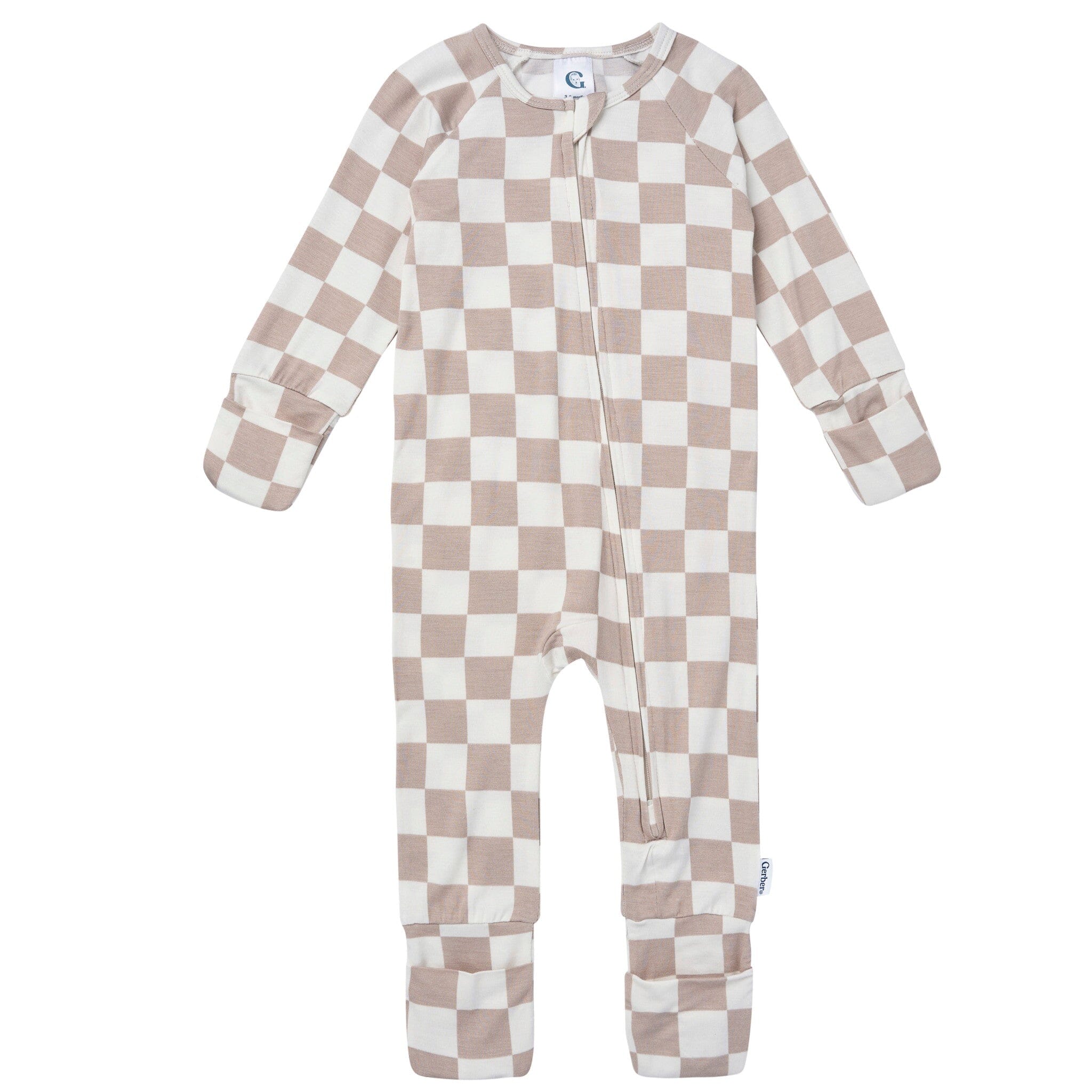 Baby & Toddler Neutral Taupe Check Snug Fit Footless Pajamas Sleepwear Gerber® 