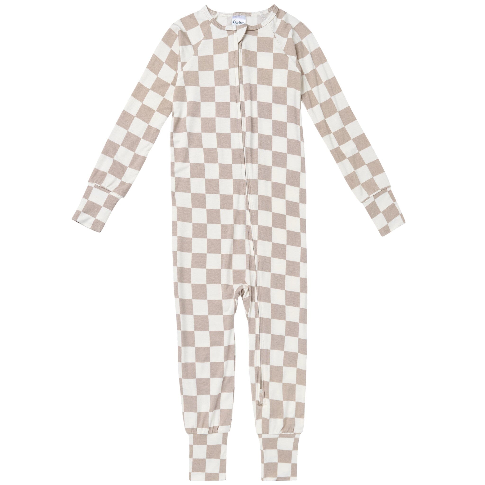 Baby & Toddler Neutral Taupe Check Snug Fit Footless Pajamas Sleepwear Gerber® 