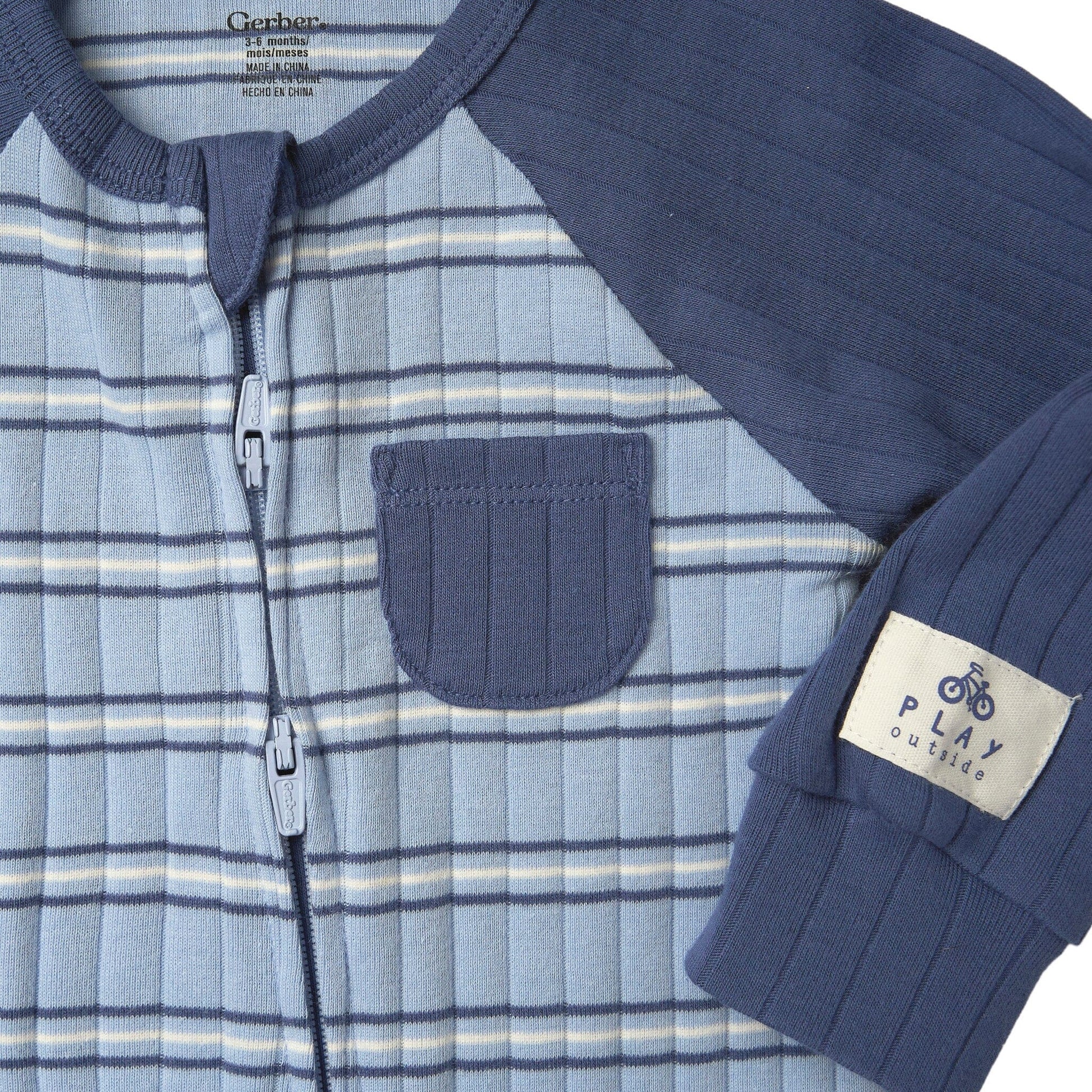 Baby Boys Blue Stripe Romper rompers Gerber® 