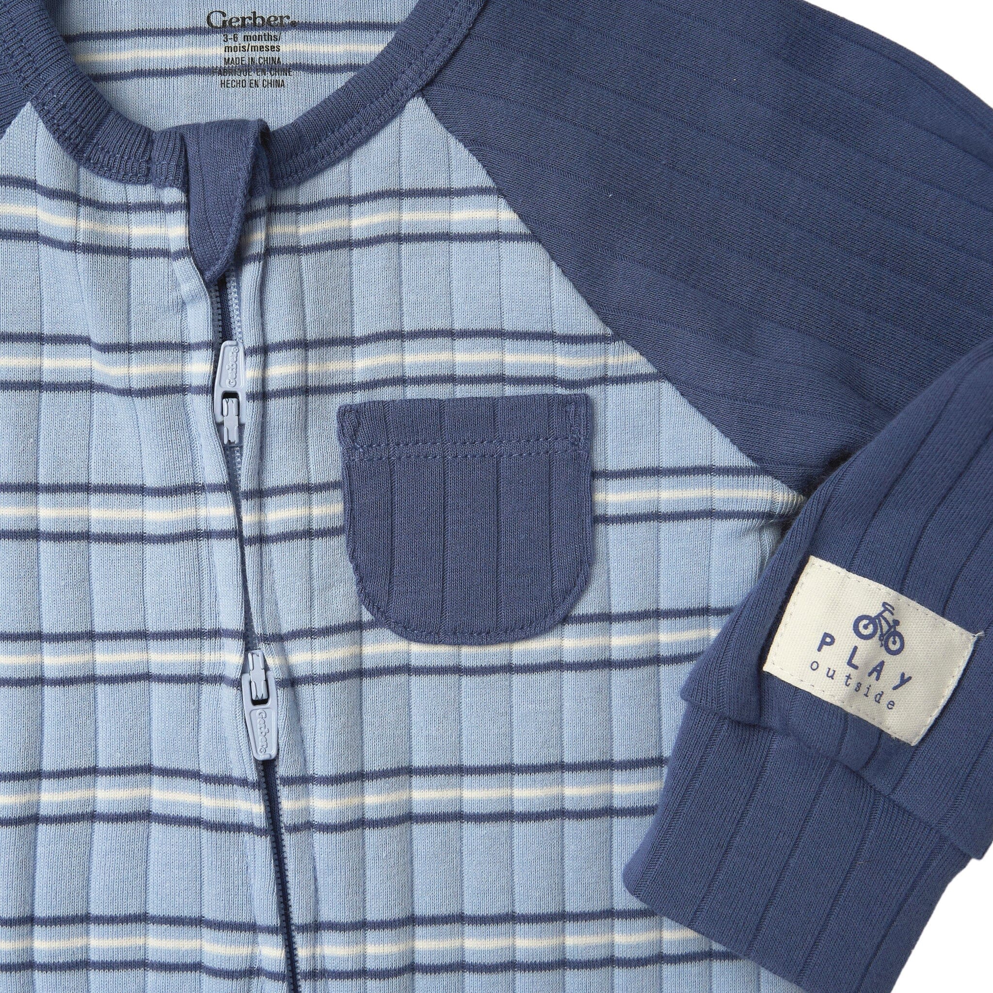 Baby Boys Blue Stripe Romper rompers Gerber® 