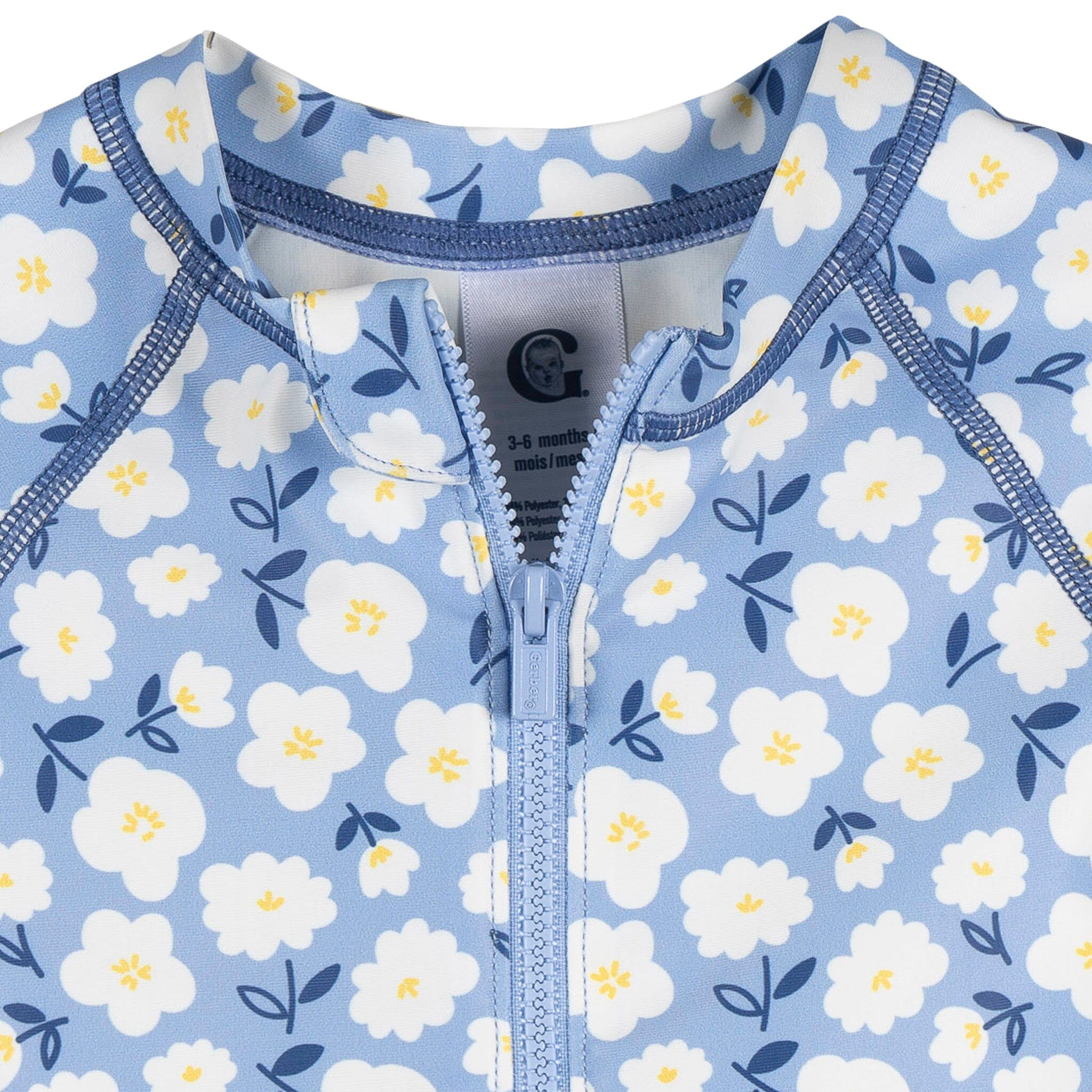 Baby Girls Blue Daisies Long Sleeve Rashguard Swimwear Gerber® 