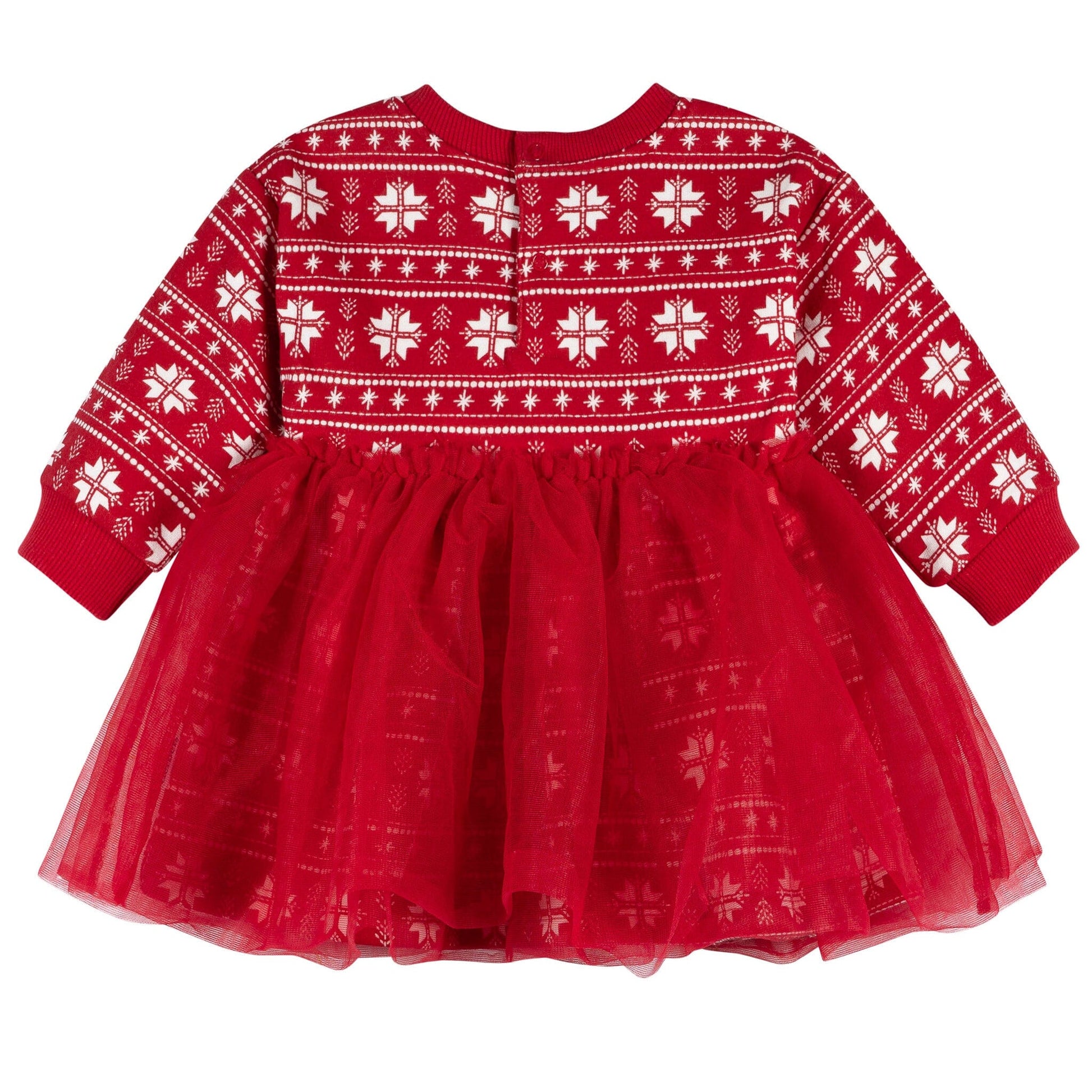 Red dress with white pattern on a white background