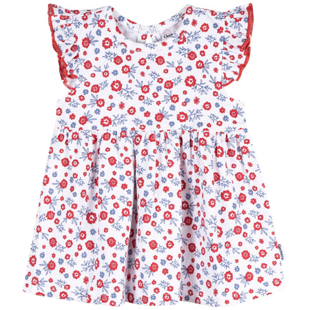 Baby Girls Red, White, & Blue Floral Dress