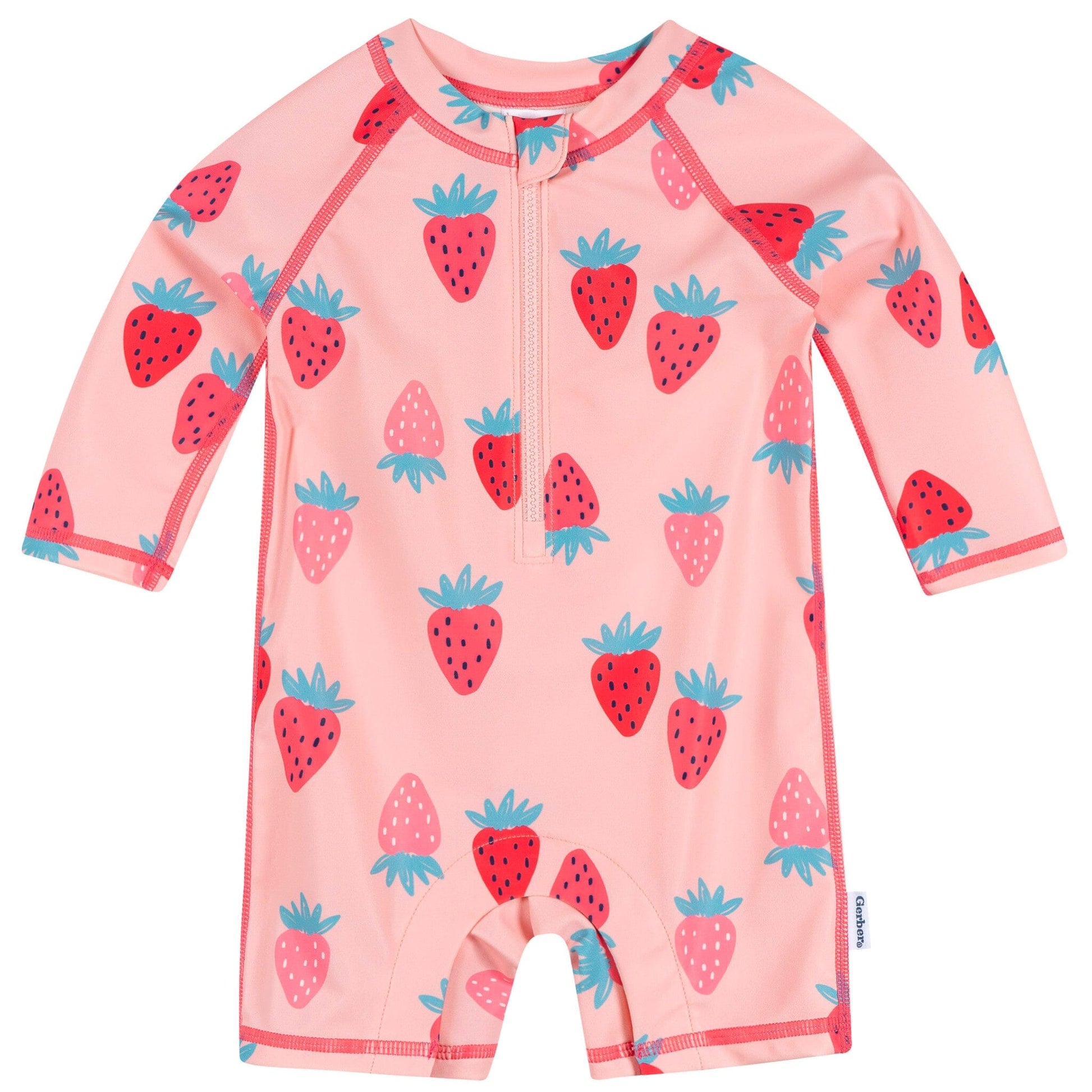 Baby Girls Pink Strawberry Long Sleeve Rashguard Swimwear Gerber® 