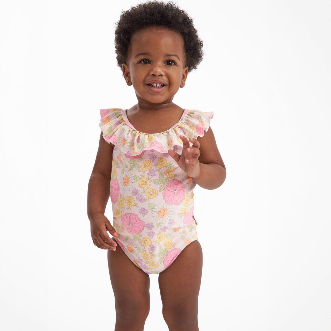 Baby Girls UPF 50+ Retro Floral One-Piece Swimsuit – Gerber
