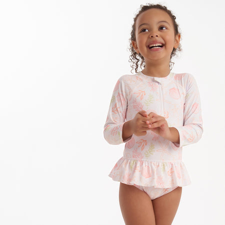 Toddler Girls UPF 50+ Seashells Rash Guard