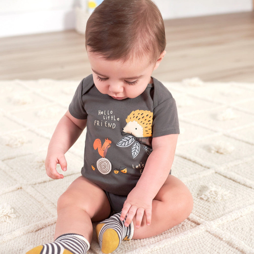 10- Baby Boys Hedgehog Onesies® Bodysuits, Pants, and Caps Set