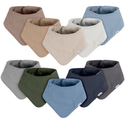 10-Pack Baby Boys Multi Blue Muslin Bandana Bib