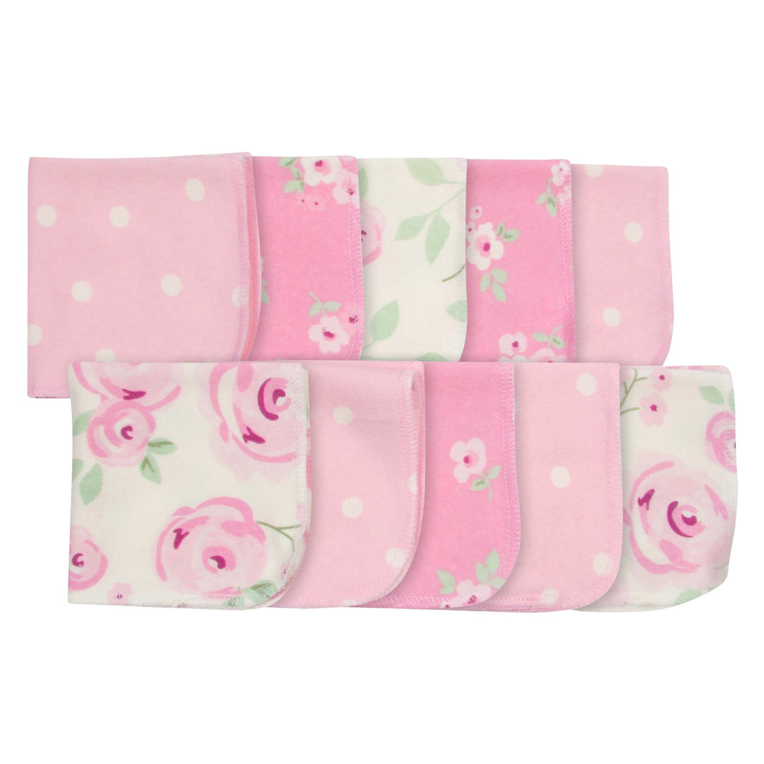 10-Pack Baby Girls Floral Washcloths