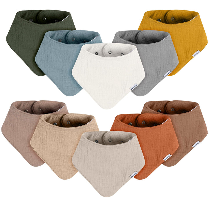 Cute Trendy Baby Bibs 10-Pack Baby Neutral Multi Browns Muslin