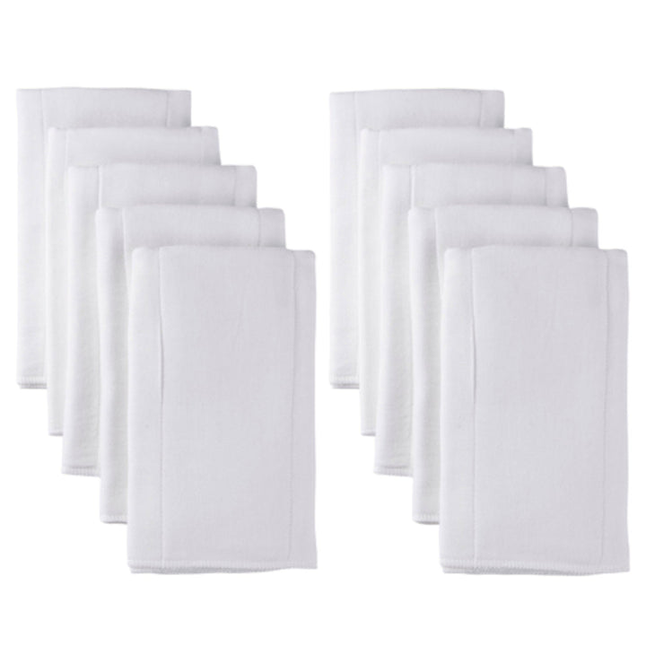 10-Pack Baby Neutral White Organic Prefold Gauze Diapers With Absorbent Pads