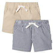 2-Pack Baby & Toddler Boys Navy Stripe/Khaki Shorts