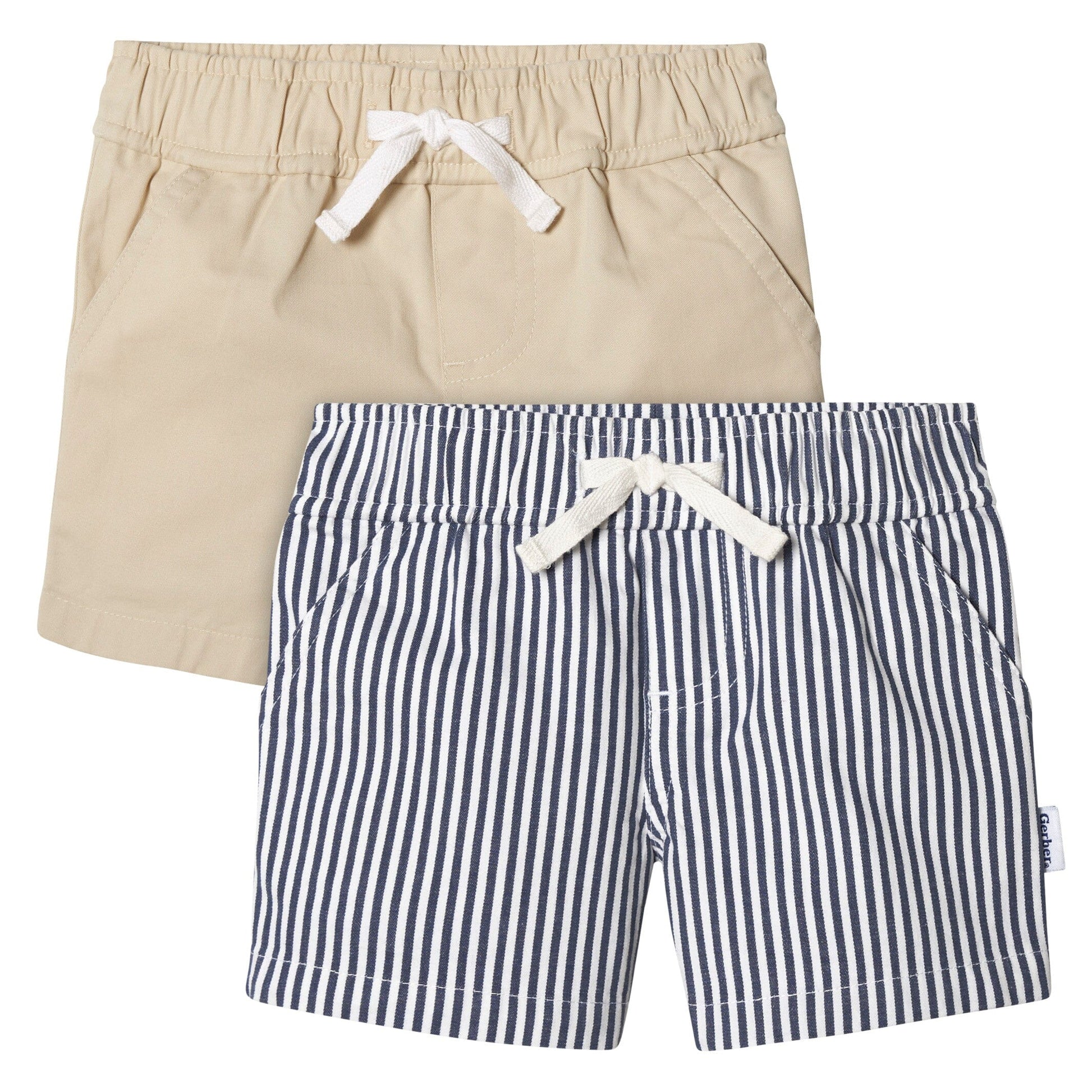 2-Pack Baby & Toddler Boys Navy Stripe/Khaki Shorts
