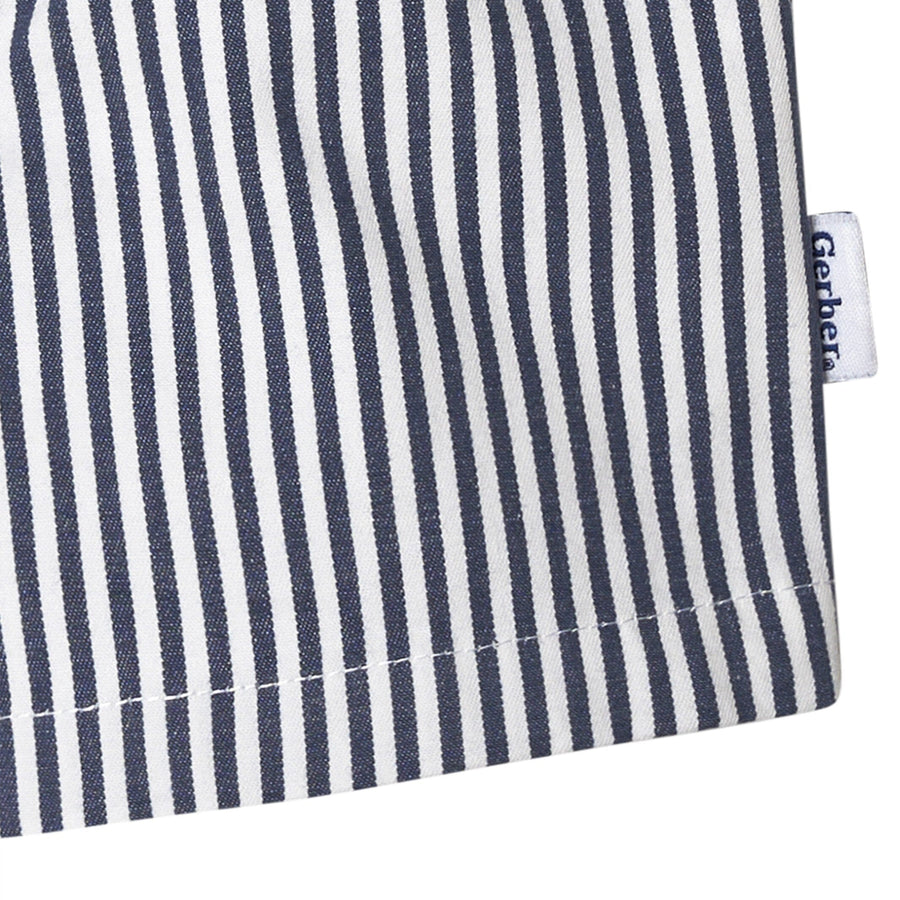 Navy Terry Stripes Shorts - Toddler main image 1