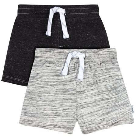 2-Pack Baby & Toddler Boys Grey Raw Edge Knit Shorts