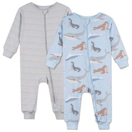 2-Pack Baby & Toddler Boys Ocean Mammals Snug Fit Footless Pajamas