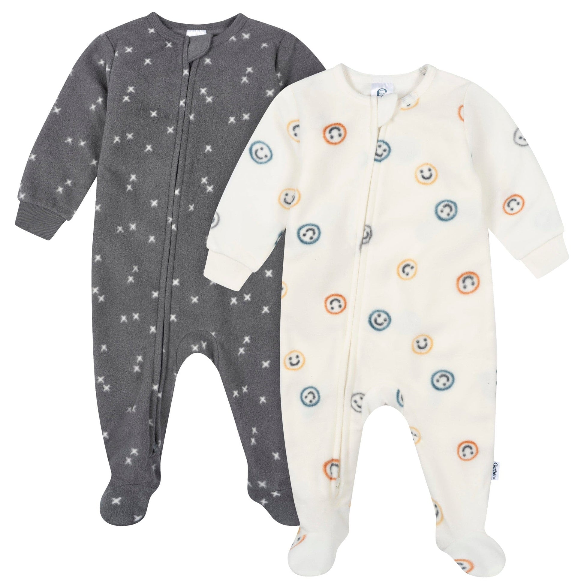 2-Pack Baby & Toddler Boys Smiley Faces Footed Fleece Pajamas Sleepwear Gerber® 