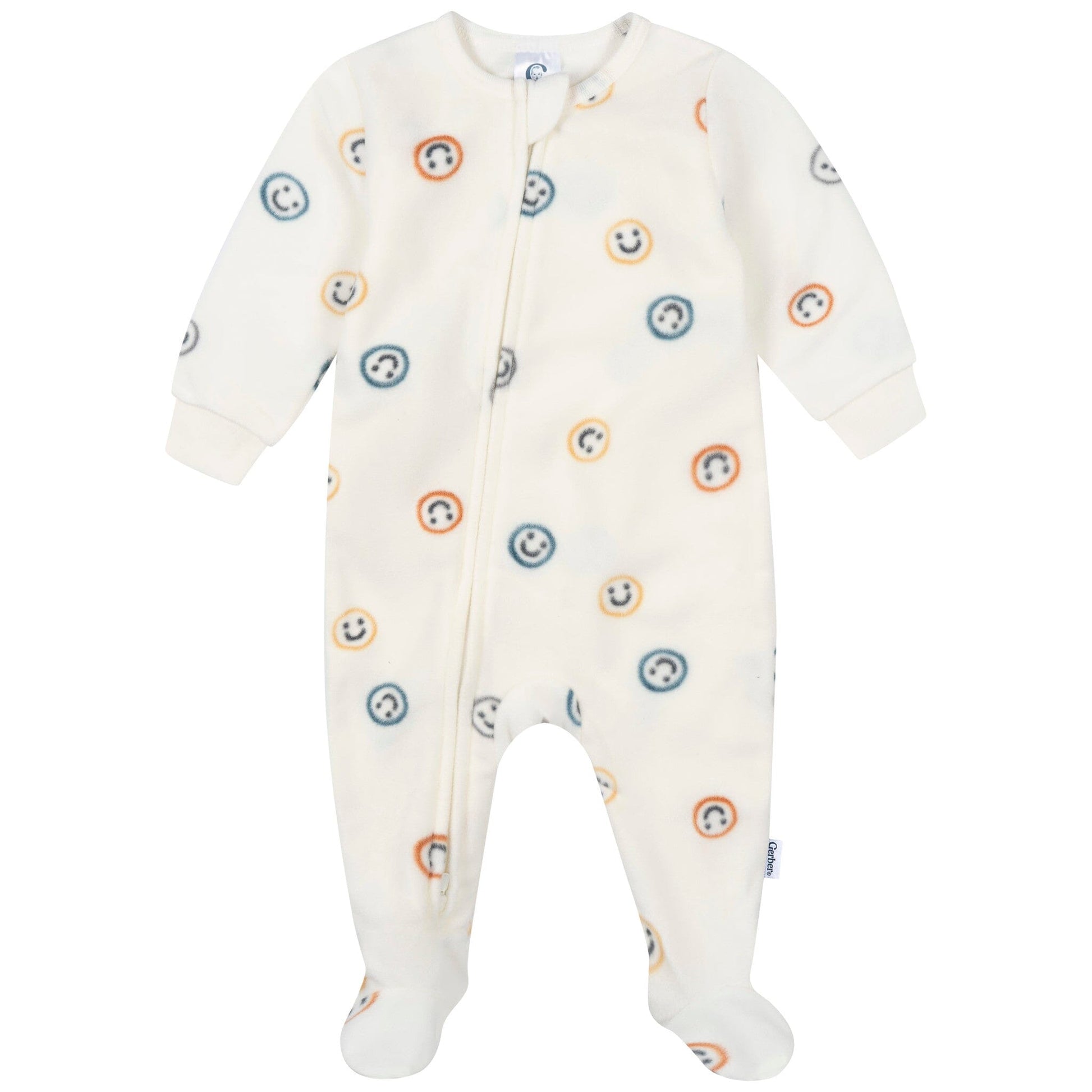 2-Pack Baby & Toddler Boys Smiley Faces Footed Fleece Pajamas Sleepwear Gerber® 