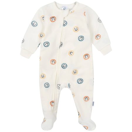 2-Pack Baby & Toddler Boys Smiley Faces Footed Fleece Pajamas
