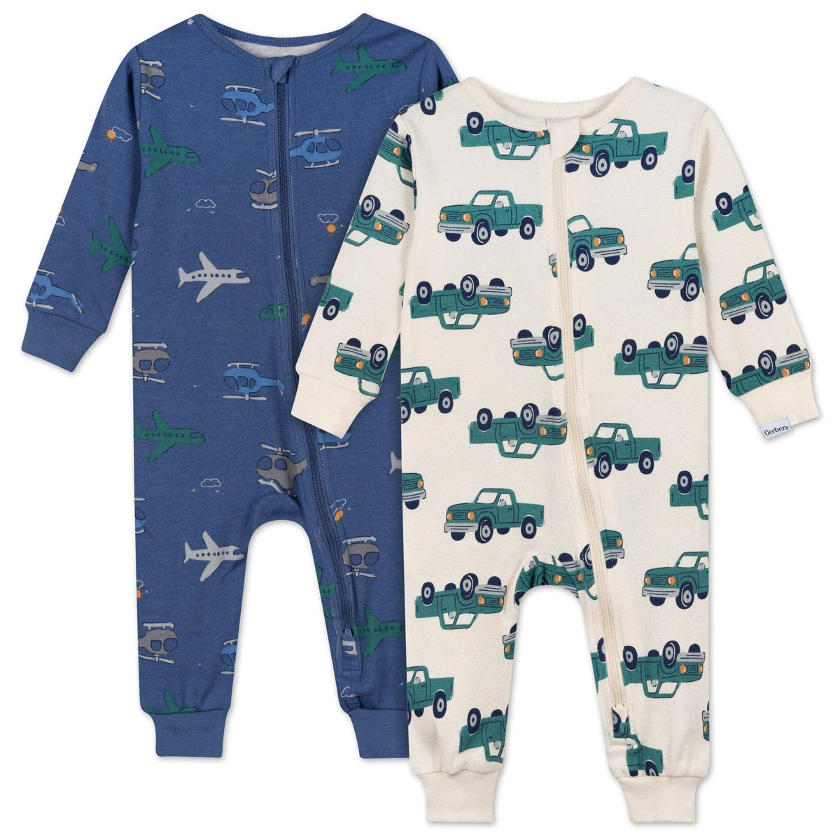 2-Pack Baby & Toddler Boys Trucks Snug Fit Footless Pajamas sleepwear Gerber® 
