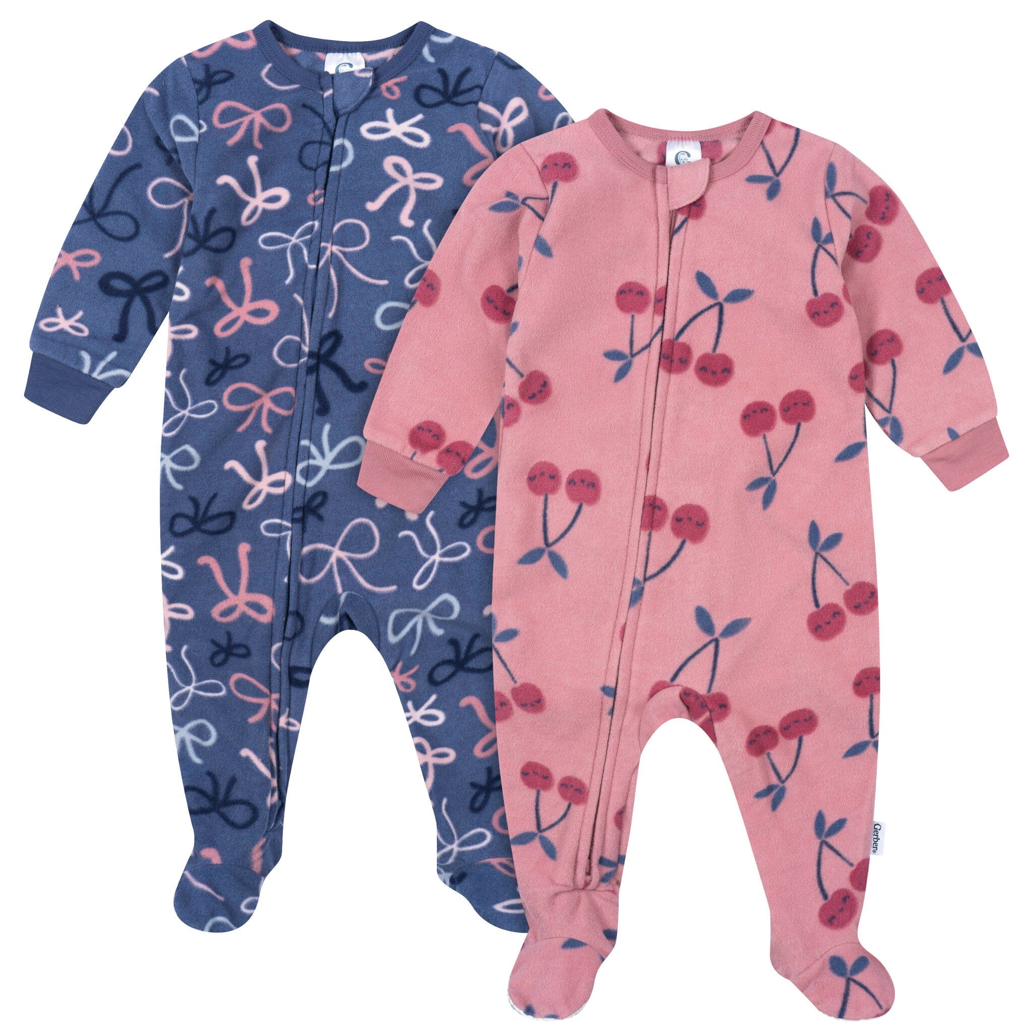 2-Pack Baby & Toddler Girls Cherries Footed Fleece Pajamas Sleepwear Gerber® 