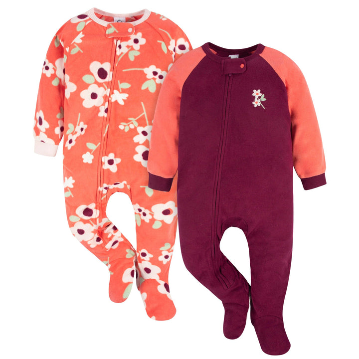 2-Pack Baby Toddler Girls Flower Toss Fleece Pajamas – Gerber