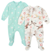 2-Pack Baby & Toddler Girls Horses Footed Fleece Pajamas Sleepwear Gerber® 